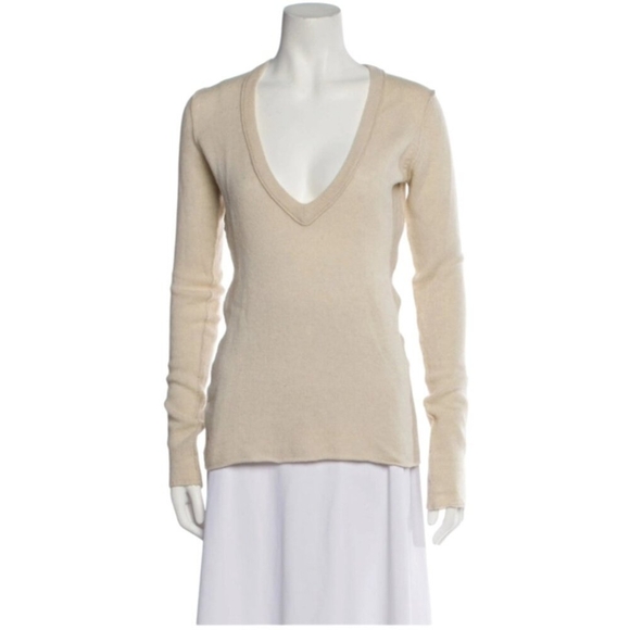 Inhabit Cashmere Plunge Neckline Sweater Size: S - Picture 3 of 13